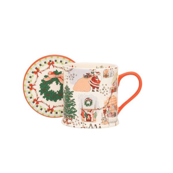 Cath Kidston Christmas Ditsy Mug & Coaster Set